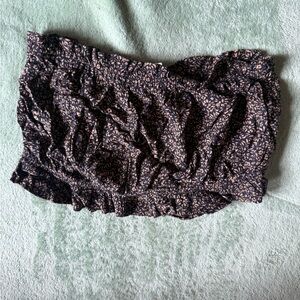 American Eagle Outfitters Black and Cream Ruffle Tank Top